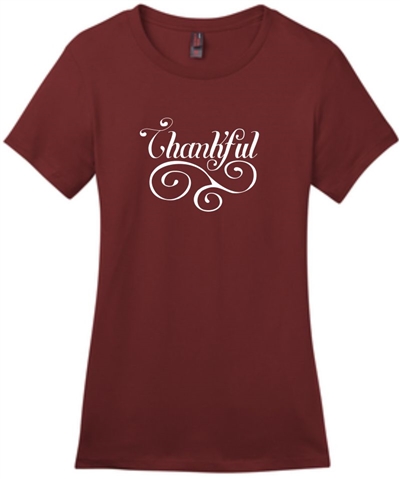Thankful Women's Christian T-Shirt in Sangria by CROSSClothing